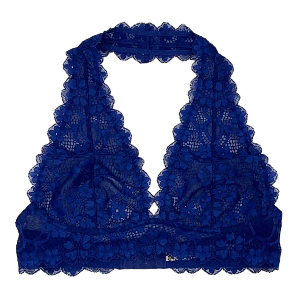 Free People Bra Gallon Lace Halter bralette blue Small S